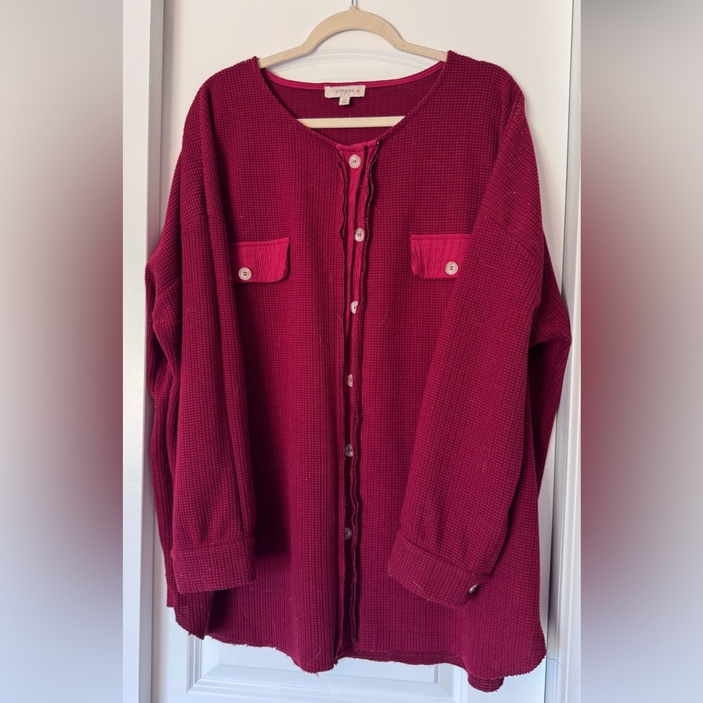Umgee Burgundy Button-Up Shacket